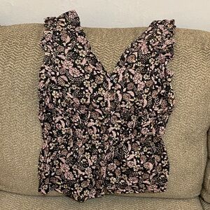 Floral Black and Pink Women's Top
